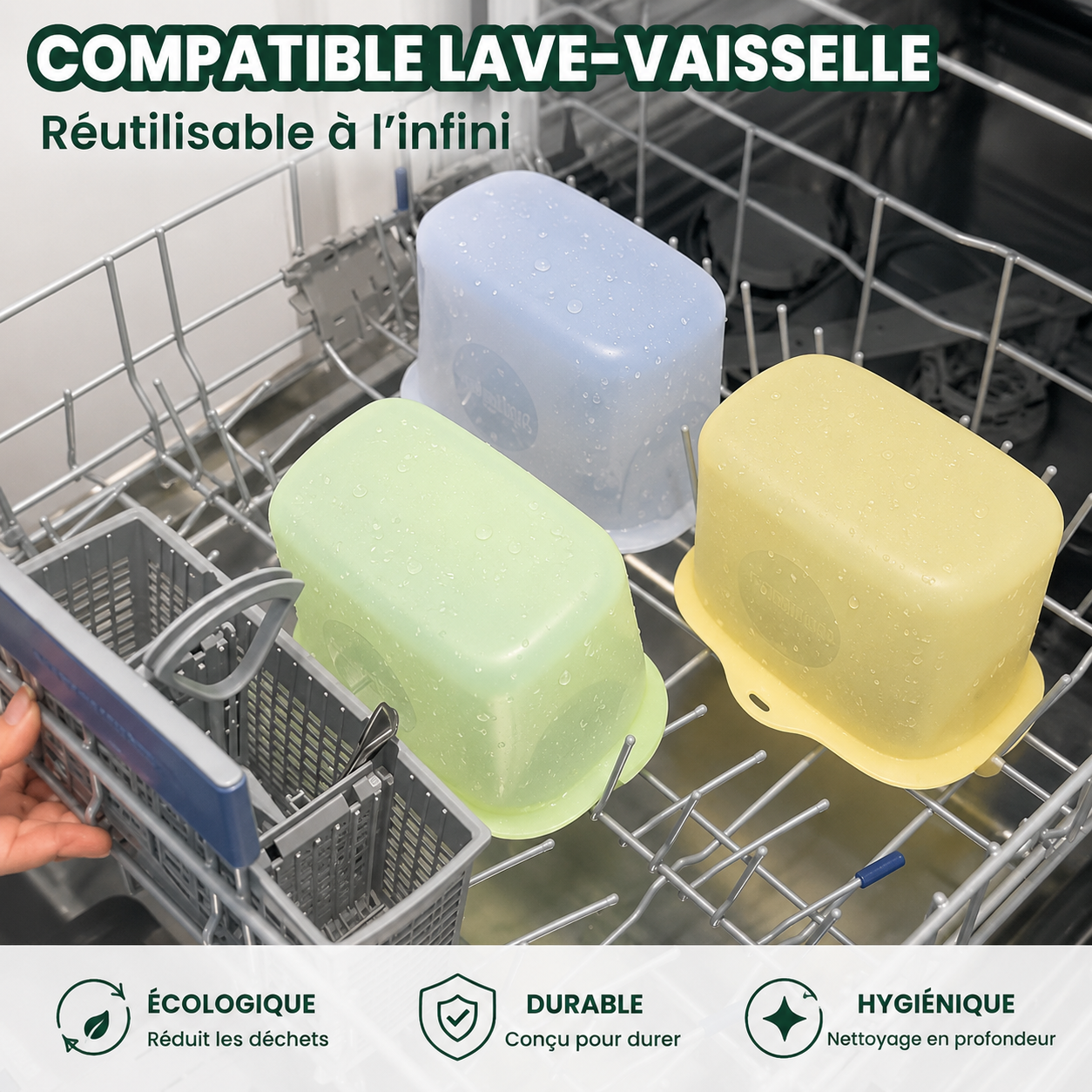 Pack de 4 contenants alimentaires réutilisables (1 L)