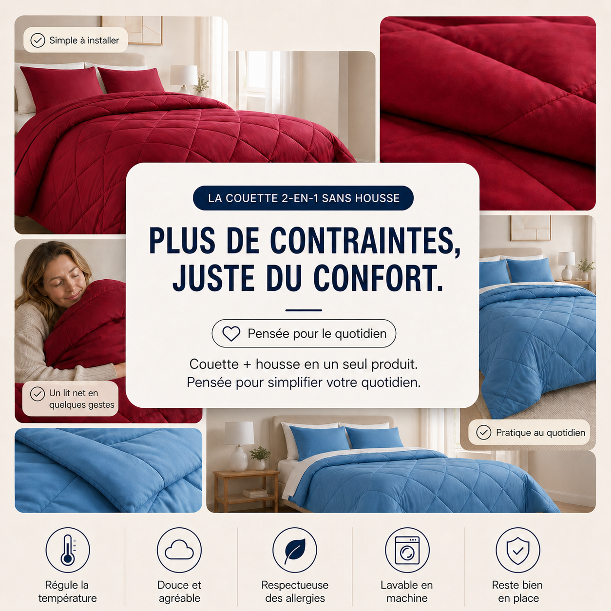 Homelyn® – La couette 2-en-1 sans housse