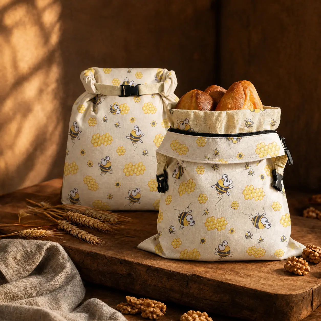 Sac à pain réutilisable Homelyn rempli de viennoiseries fraîches, conservation longue durée sans plastique