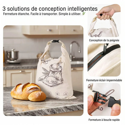 Schéma de conception du sac à pain en cire d'abeille Homelyn, coutures renforcées et tissu 100 % coton bio